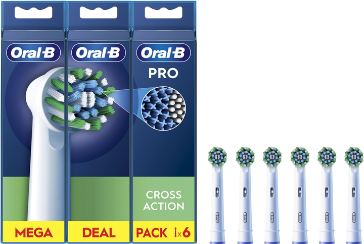 Końcówki do szczoteczki elektrycznej Oral-b Braun Pro Cross Action, 6 szt. białe (8006540847879) - obraz 1
