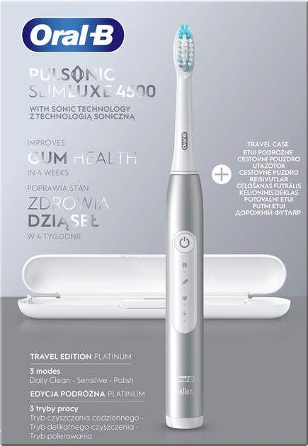 Szczoteczka elektryczna do zębów Oral-b Braun Pulsonic Slim Luxe 4500 Srebro (4210201396406) - obraz 12