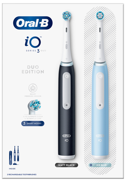 Zestaw szczoteczek elektrycznych Oral-b Braun iO3 Black and Blue + etui (8006540731772) - obraz 2