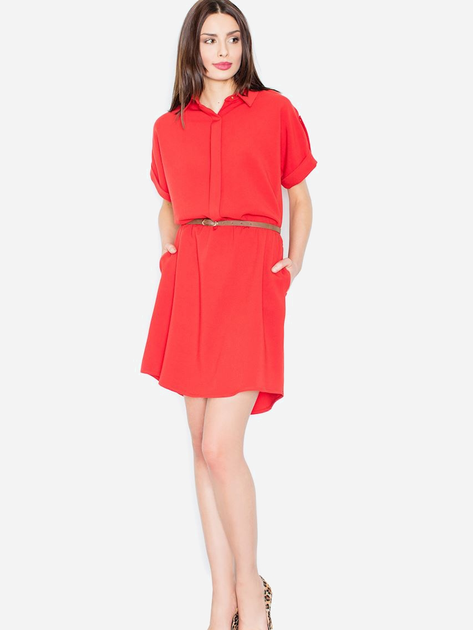 Sukienka koszulowa damska elegancka Figl M442 L Czerwona (5901299587072) - obraz 1