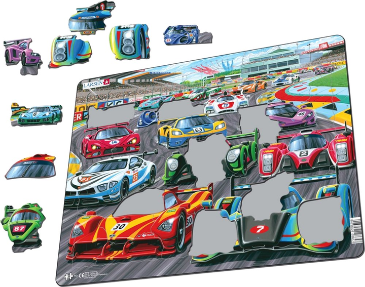 Puzzle Larsen Samochody wyścigowe 36 x 28 cm 38 elementów (7023852128657) - obraz 2