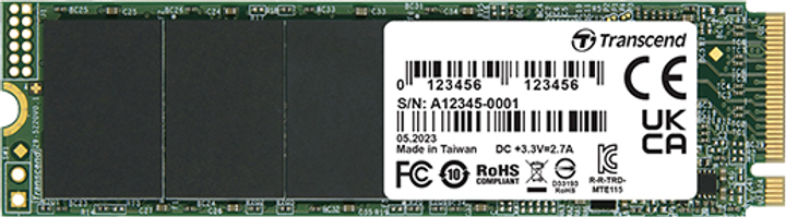 SSD диск Transcend 115S 1TB M.2 2280 PCIe Gen3x4 NVMe 3D NAND TLC (TS1TMTE115S) - зображення 1