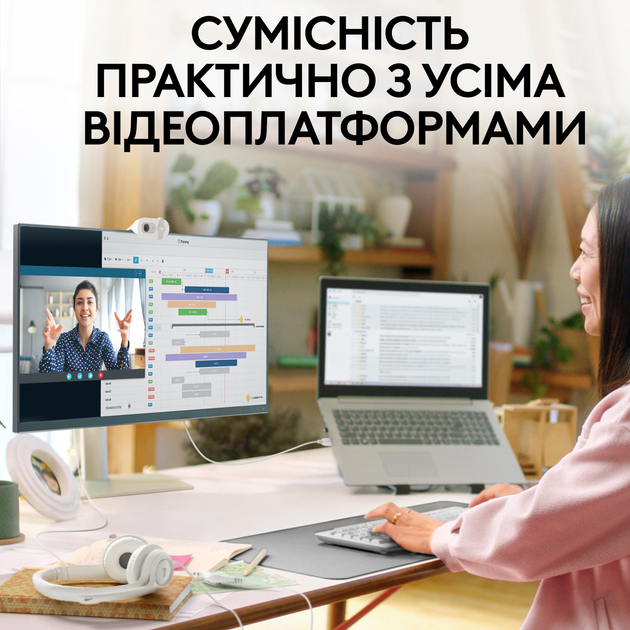 Kamera internetowa Logitech Brio 100 Full HD Webcam Off White (960-001617) - obraz 6