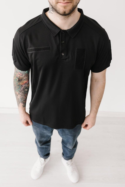 Чоловіча футболка мілітарі-поло з липучками для шевронів, чорний, розмір S - зображення 2