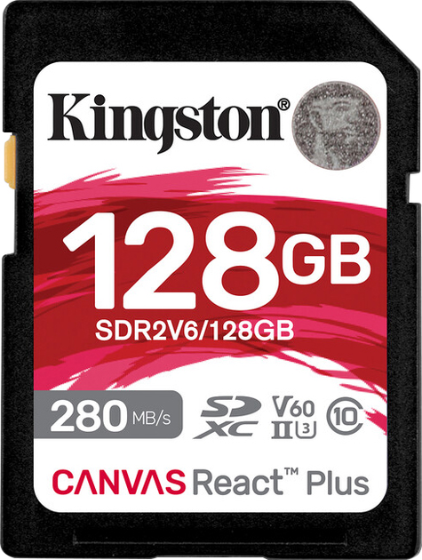 Карта памяти Kingston SDXC 128GB Canvas React Plus Class 10 UHS-II U3 V60 (SDR2V6/128GB) - изображение 1
