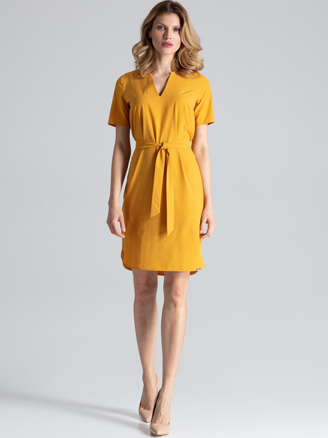 Плаття-футболка міді літнє жіноче Figl M669 L Гірчичне (5902194368117) - зображення 1