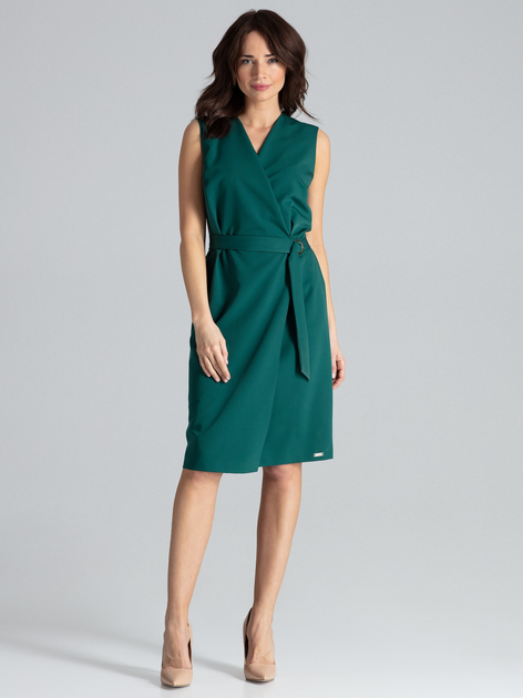 Плаття на запах міді літнє жіноче Lenitif L037 S Зелене (5902194368612) - зображення 1