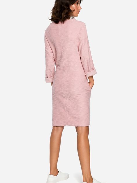 Sukienka krótka jesienna damska BeWear B096 XL Różowa (5903068425141) - obraz 2