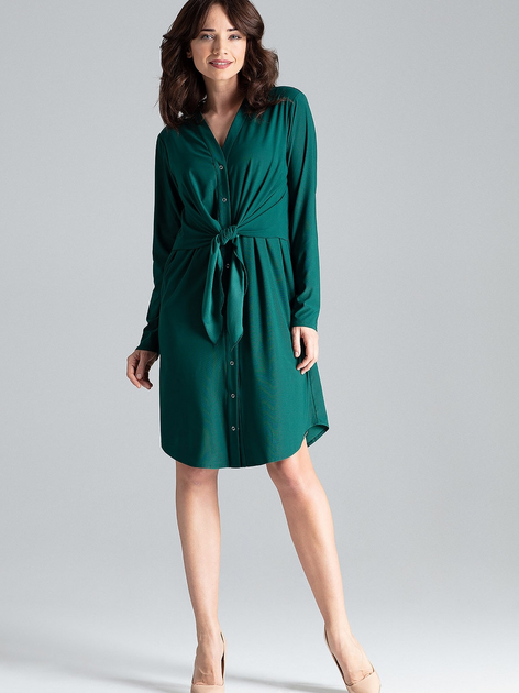 Плаття-сорочка міді літнє жіноче Lenitif L031 M Зелене (5902194365581) - зображення 1