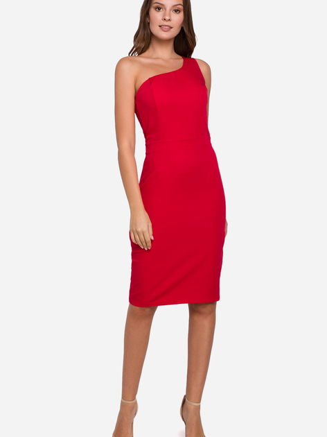 Sukienka ołówkowa damska z rozcięciem Makover K003 2XL Czerwona (5903068457487) - obraz 1