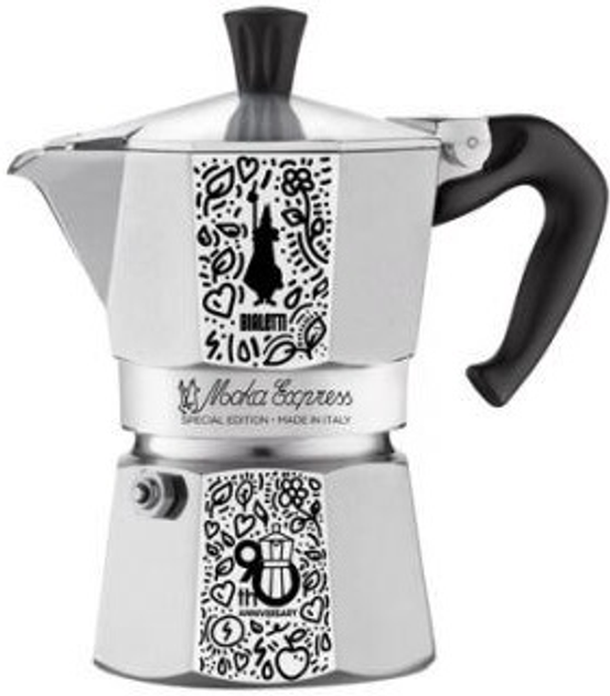 Гейзерна кавоварка Bialetti Moka Express Silver 130 мл + Рюкзачок 90 Ювілей (AGDBLTZAP0061) - зображення 1