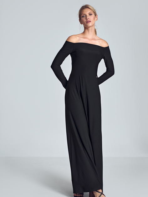 Sukienka długa jesienna damska Figl M707 S Czarna (5902194382618) - obraz 1