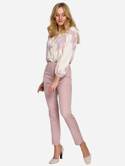 Spodnie slim fit damskie Makover K093 S Różowe (5903887621410) - obraz 3