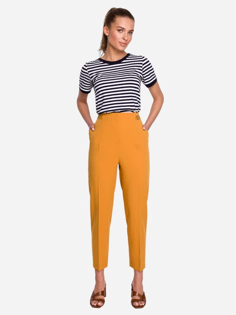 Spodnie regular fit damskie Stylove S296 L Żółte (5903887661331) - obraz 3