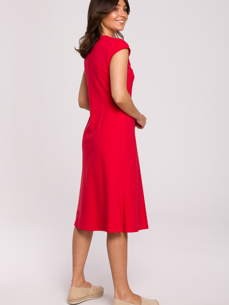 Sukienka midi letnia damska BeWear B217 2XL Czerwona (5903887654012) - obraz 2
