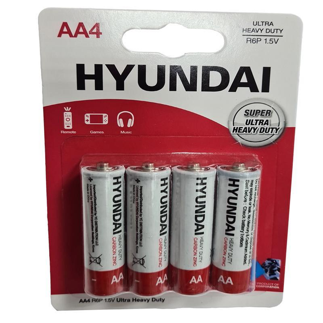Батарейка R6 HYUNDAI Heavy Duty (блистер по 4шт) AA (57747) – фото ...