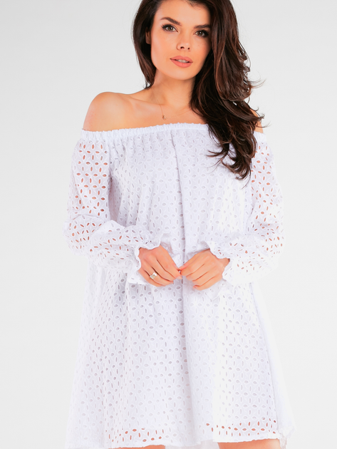 Sukienka trapezowa damska mini Awama A435 S-M Biała (5902360557123) - obraz 3