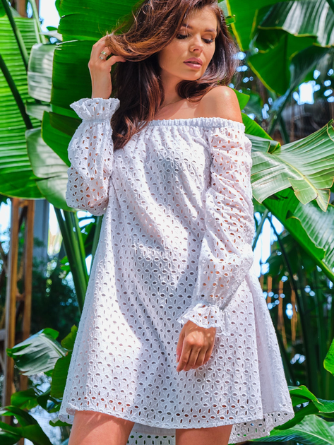 Sukienka trapezowa damska mini Awama A435 S-M Biała (5902360557123) - obraz 7