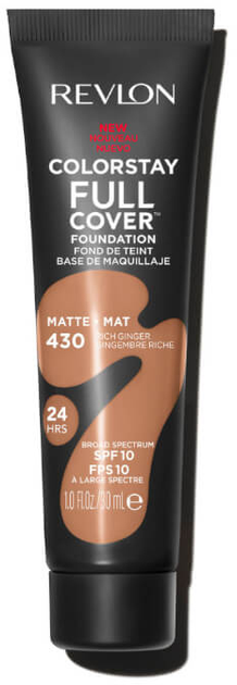 Podkład do twarzy Revlon Colorstay Full Cover Foundation SPF 10 Matte 430 Rich Ginger 30 ml (309971335167) - obraz 1