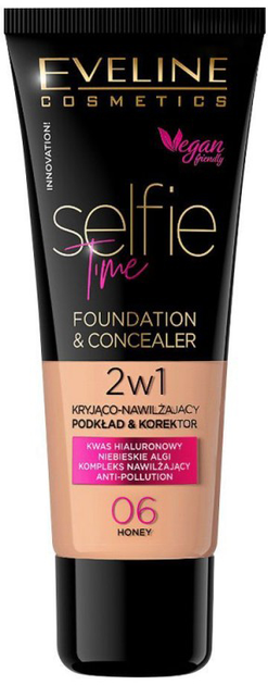 Тональна основа Eveline Selfie Time Foundation & Concealer 2 in 1 06 Honey 30 мл (5903416001799) - зображення 1