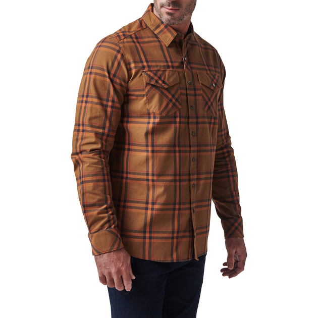 Сорочка тактична 5.11 Tactical Gunner Plaid Long Sleeve Shirt S Roasted Barley Plaid - зображення 2