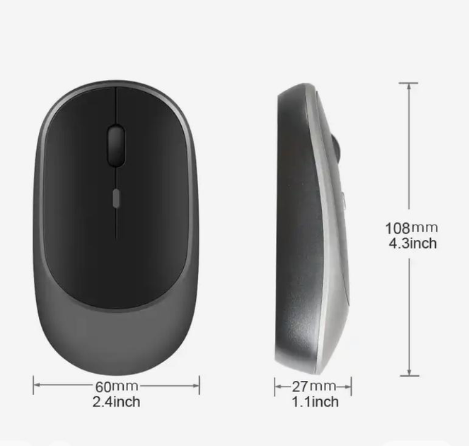 Беспроводная Бесшумная мышь 2.4G + Bluetooth Встроенный аккумулятор темно-серая - изображение 2
