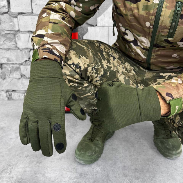 Плотные защитные перчатки Patriot с откидными пальцами и резиновыми накладками олива размер 2XL - изображение 2
