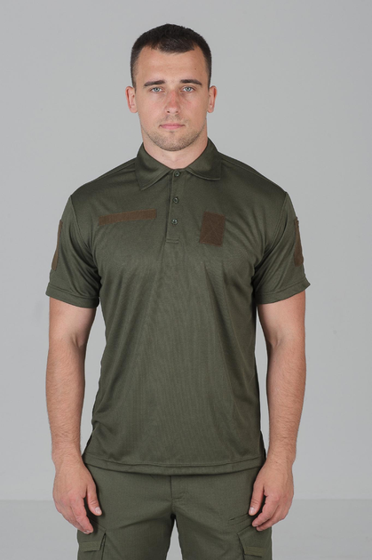 Чоловіча потовідвідна футболка Поло Coolmax у кольорі олива 56 - зображення 1