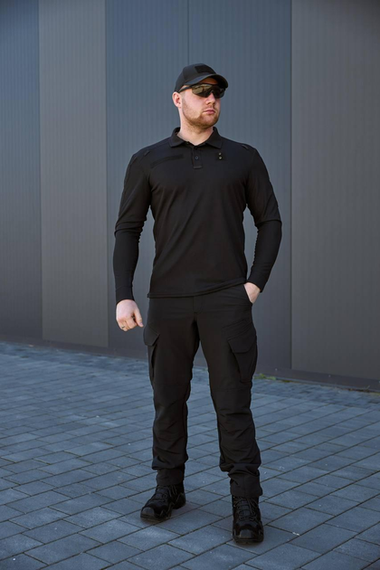 Костюм Поло с длинным рукавом и брюки Kayman черного цвета для полиции 3XL - изображение 1