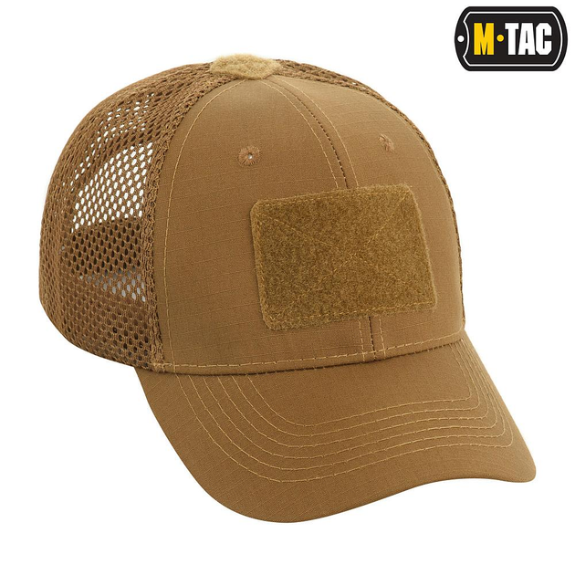 Легкая M-Tac бейсболка с липучкой и сеткой Flex рип-стоп Coyote Brown S - изображение 3
