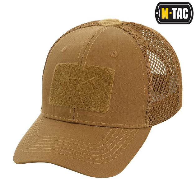 Легкая M-Tac бейсболка с липучкой и сеткой Flex рип-стоп Coyote Brown S - изображение 4