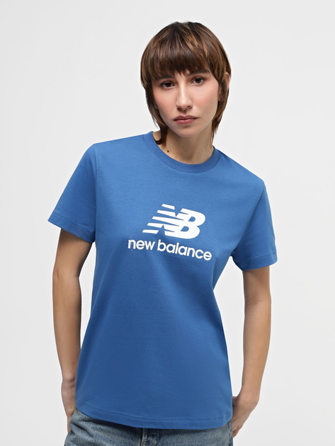Футболка длинная женская New Balance Stacked Logo WT41502BEU M Голубая ...