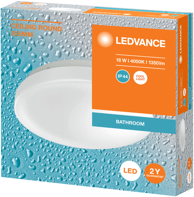 Світильник LEDVANCE CEILING ROUND 18W 4000K 1350Lm 255mm IP44 (4099854105852) - зображення 4