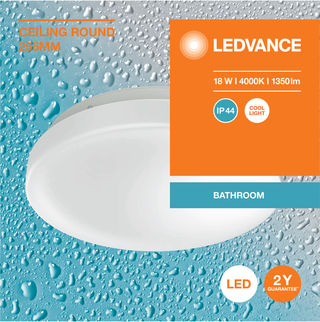 Світильник LEDVANCE CEILING ROUND 18W 4000K 1350Lm 255mm IP44 (4099854105852) - зображення 5