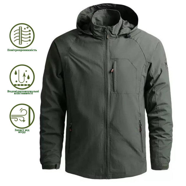 Мужская Водоотталкивающая Куртка ARMY с капюшоном олива размер 5XL - изображение 1