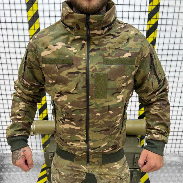 Мужская демисезонная Куртка рип-стоп на синтепоне зеленый мультикам размер 4XL - изображение 1