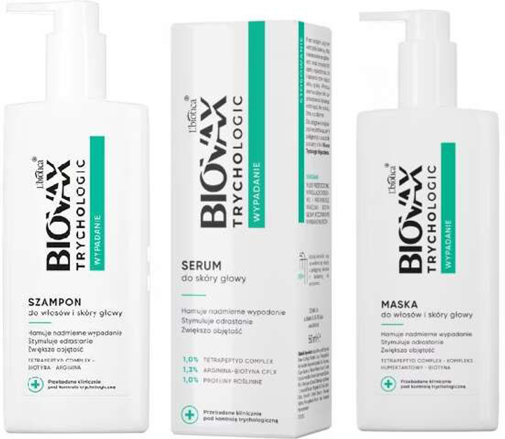 Zestaw przeciw wypadaniu włosów Oceanic Biovax Trychologic Szampon 200 ml + Serum 50 ml + Maska 200 ml (5900116102948) - obraz 1