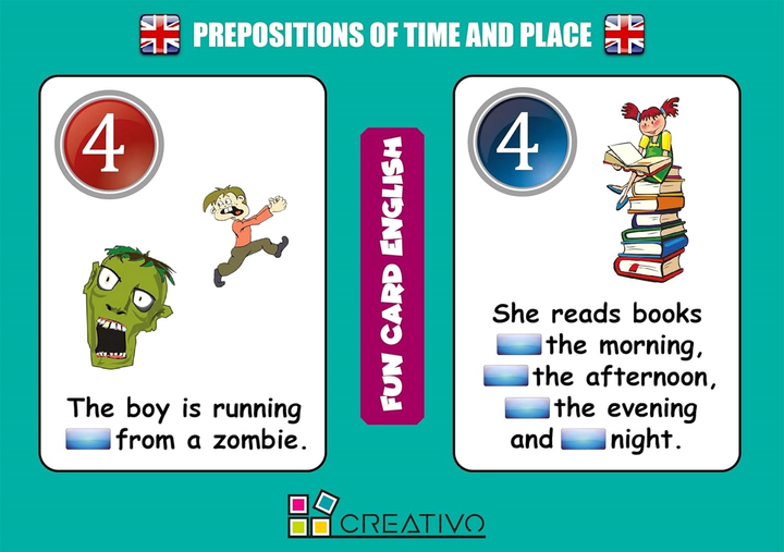 Gra planszowa Creativo Fun Card English Prepositions of Time and Place (9788366122192) - obraz 2