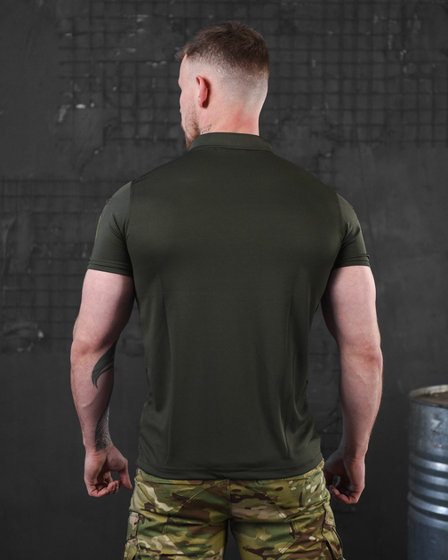 Тактическая мужская футболка поло под шеврон 48р. М 053/7 Олива - изображение 2