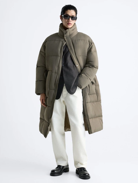 Куртка зимова довга чоловіча Zara 380947600 XL Зелена (1159802034