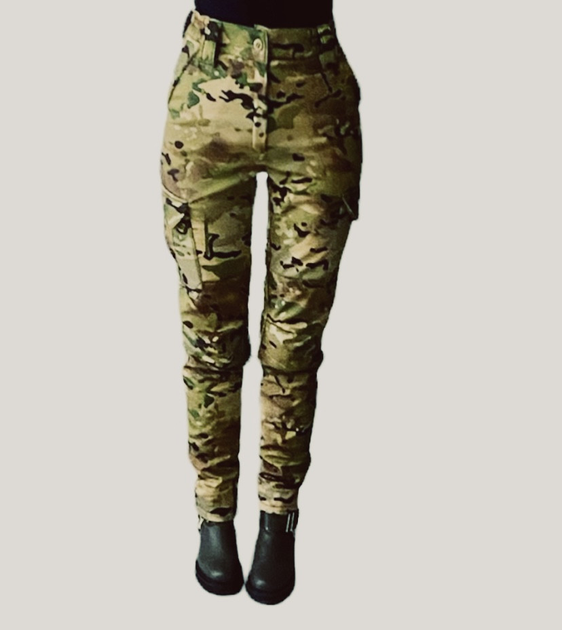 Женские тактические брюки утеплённые софтшелл 48 мультикам - изображение 1