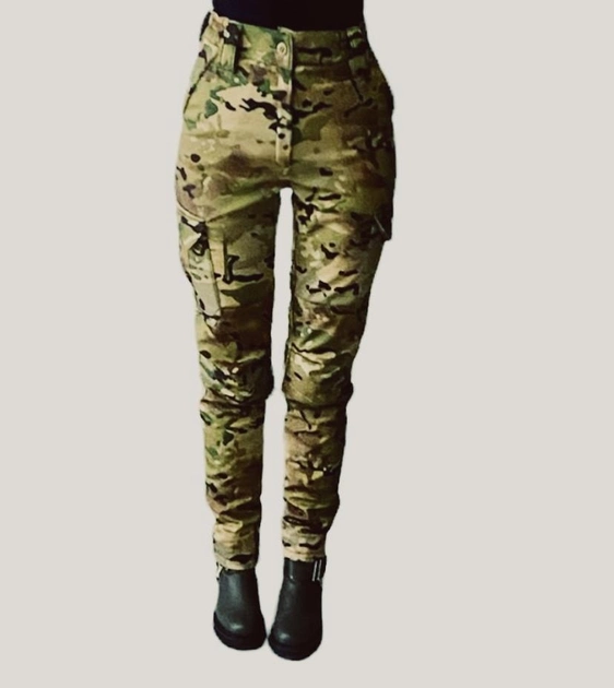 Жіночі тактичні штани утеплені софтшел 40 мультикам - зображення 1