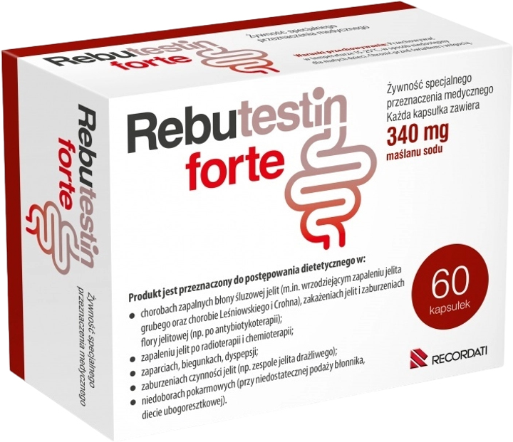 Капсули від закрепів Recordati Industria Chimica e Farmaceutica Rebutestin Forte 60 шт (5907587609297) - зображення 1