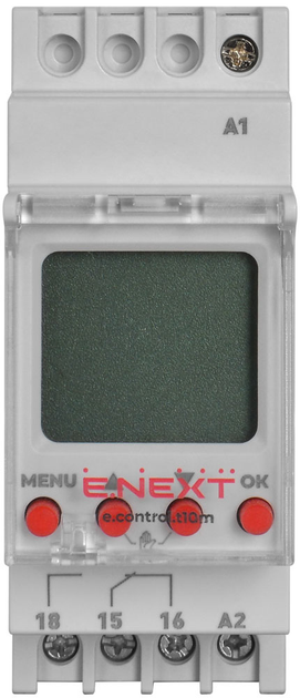 Реле часу астрономічне одноканальне E.Next e.control.t10m i0310035 - Фото 2 Реле часу астрономічне одноканальне E.Next e.control.t10m i0310035 - зображення 2