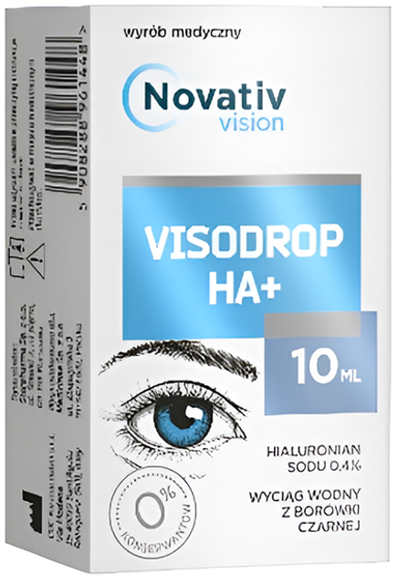 Краплі для очей Medicinae Novativ Vision Visodrop HA+ 10 мл (5908288961448) - зображення 1