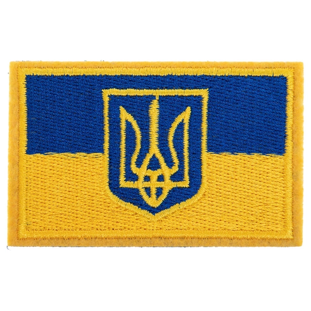 Шеврон патч на липучці "Прапор України з гербом" TY-9926 жовтий-блакитний - зображення 1