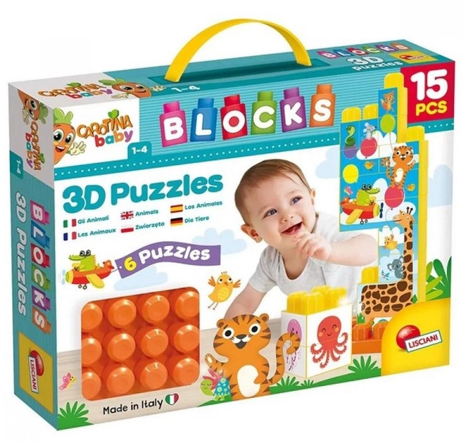 Klocki konstrukcyjne Lisciani Carotina Baby 3D Puzzles 15 elementów (8008324079926) - obraz 1