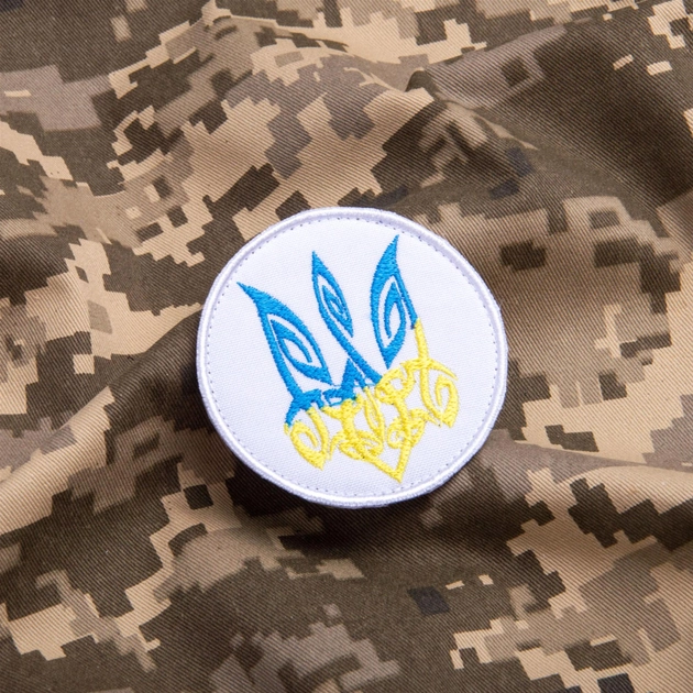 Шеврон нашивка на липучці IDEIA Тризуб України художній, вишитий патч d7.2 cм (2200004271187) - зображення 2