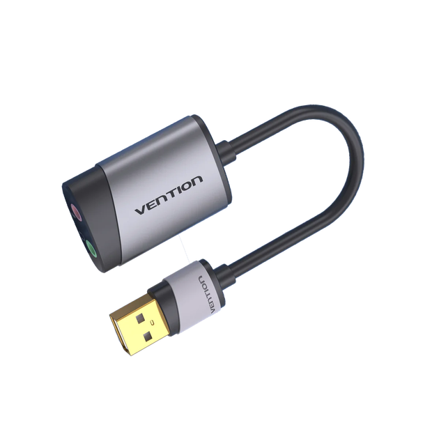 Зовнішня звукова карта Vention USB External Sound Card USB-A — 3,5 мм Metal Gray - изображение 2
