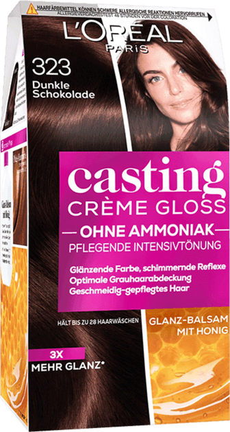 Крем-фарба для волосся L'Oreal Paris Casting Creme Gloss 323 Dark Chocolate Brown 120 мл (3600521365632) - зображення 1